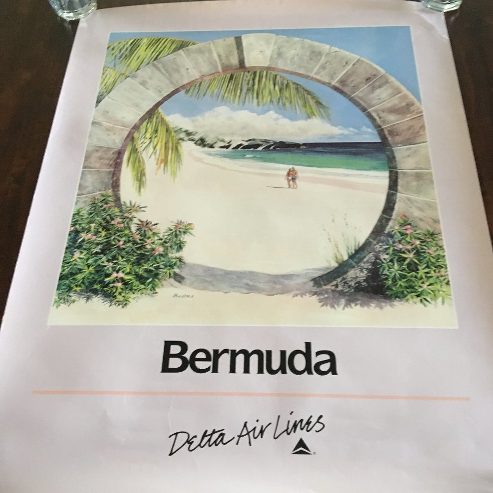 VTG Delta Air LInes Bermuda Travel Poster